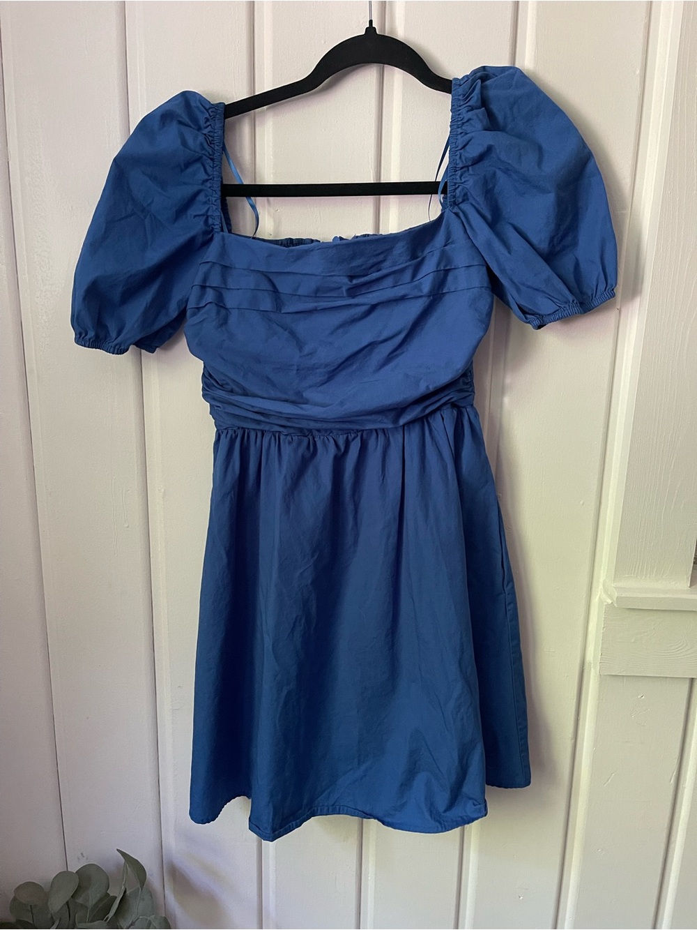O.P.T Cobalt blue puff sleeve mini dress.